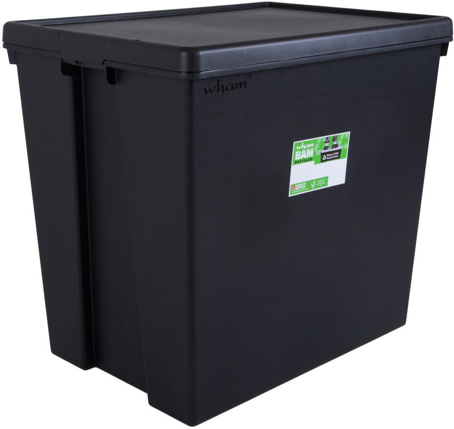 Wham Bam Heavy Duty Recycled 154L Plastic Storage Boxes Black Black 154L