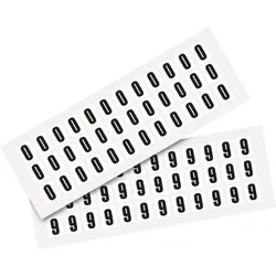 Aufkleber I Kombipackung Ziffer 0-9, weiß/schwarz, Folie, SH 15mm, 14x19mm, 72 je Ziffer/Packung