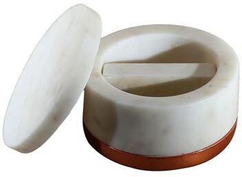 INOX ARTISANS INOX Wite Marble Salt & Pepper with Copper Ring
