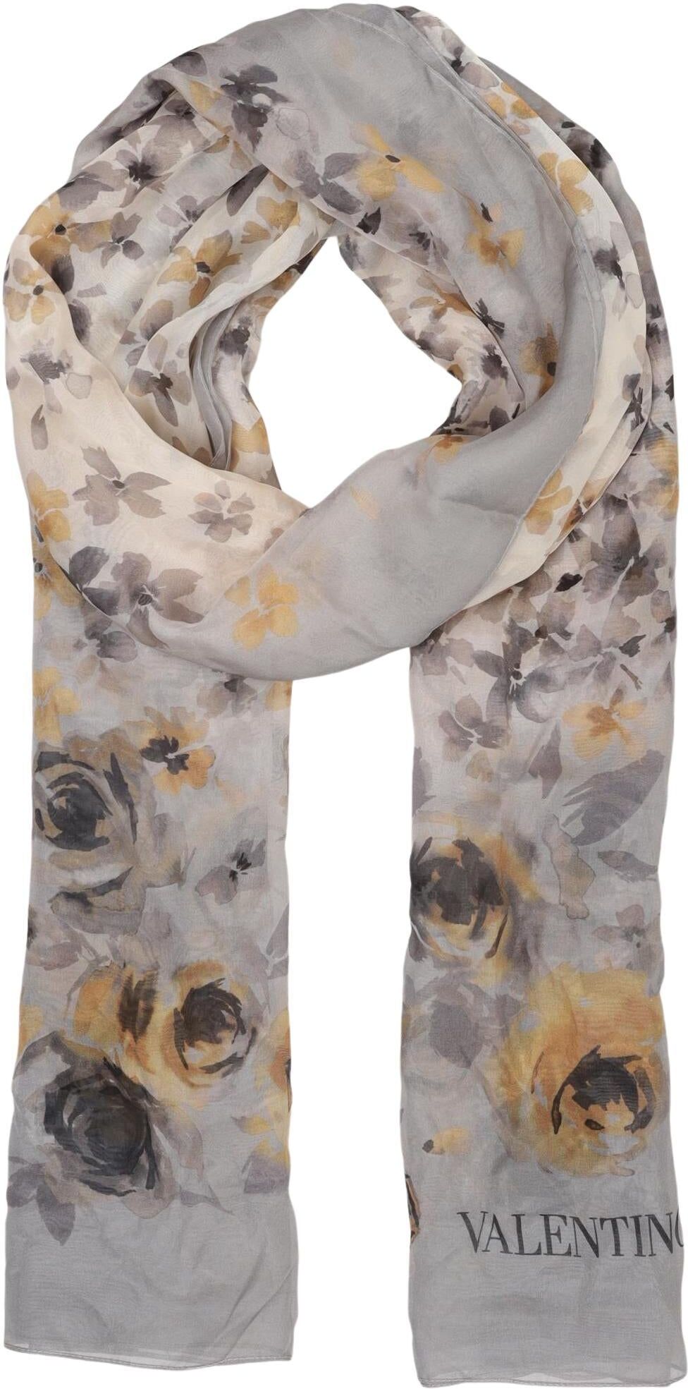 Valentino Garavani Damen Schal oder Tuch, Grau, Seide - Second Hand