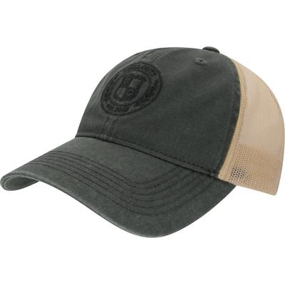Baseball Cap CHILLOUTS "Milton Hat", Herren, grau (dunkelgrau), Materialmix, Caps, Vintage-Look Baseballkappe mit Wappen-Stickerei