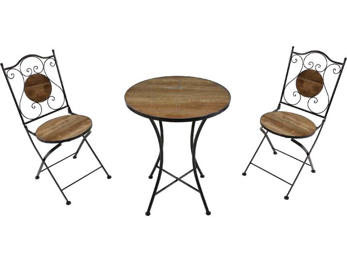 AXI Amélie Bistroset 3-teilig mit Mosaik Design in Scheunenholz Bistrotisch mit 2 Stühlen Bistro Gartenmöbel Set für Garten / Balkon / Terrasse
