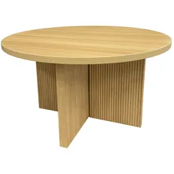 Oviala Business 80 cm runder skandinavischer Couchtisch mit hellem Holzeffekt