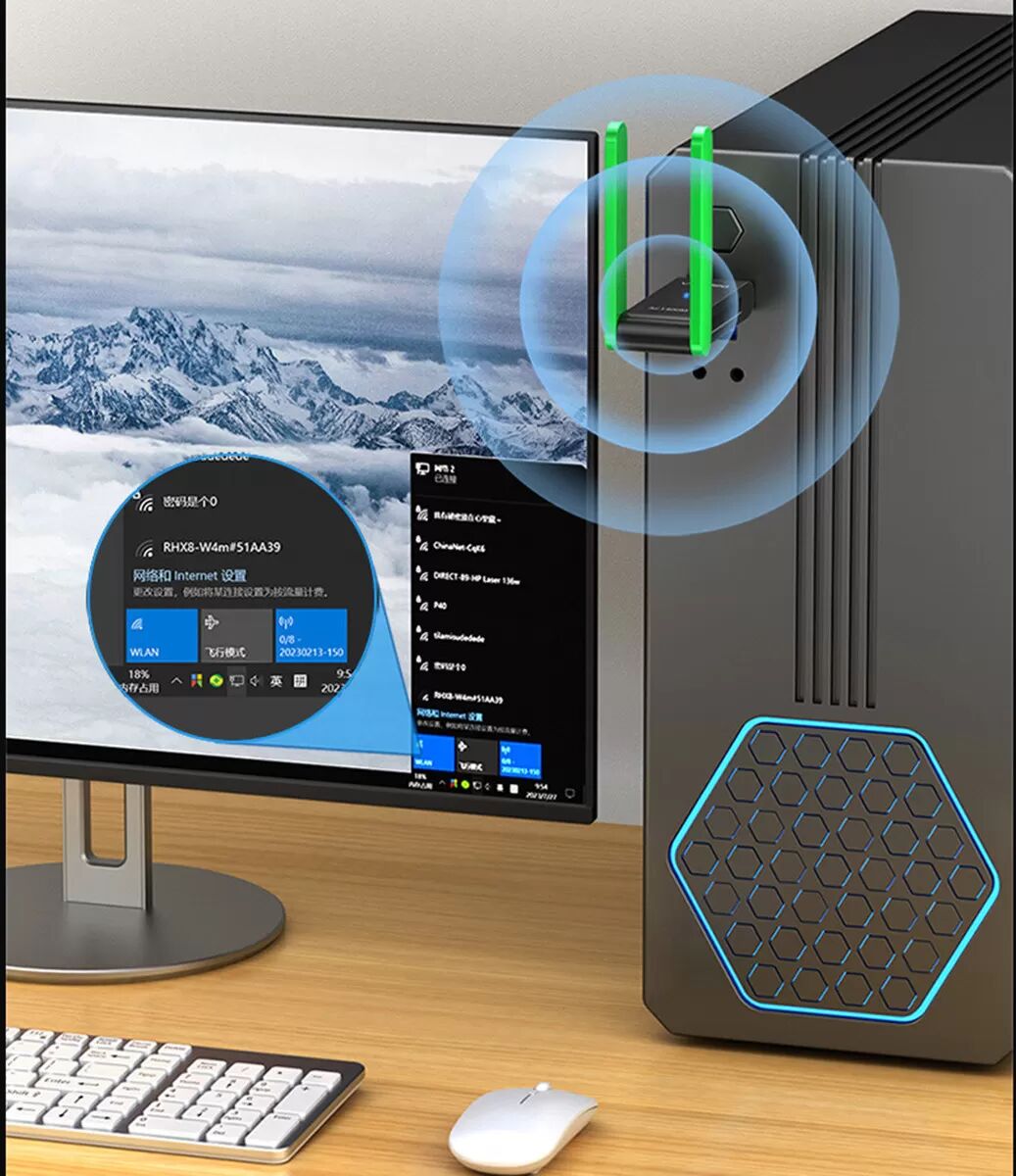 INF 1200Mbps 5G Dual Antennen USB 3.0 WiFi Adapter für PC Laptop