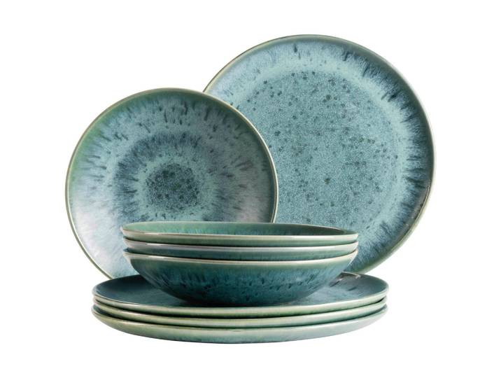 Mäser Tafelservice Carellia, Blau, Keramik, 8-teilig, lebensmittelecht, Essen & Trinken, Geschirr, Geschirr-Sets, Tafelservice
