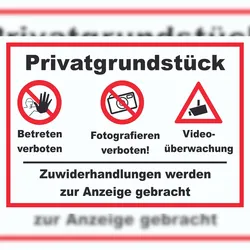 HB-Druck Privatgrundstück Betreten Fotografieren verboten Videoüberwachung Schild A3 (297x420mm)