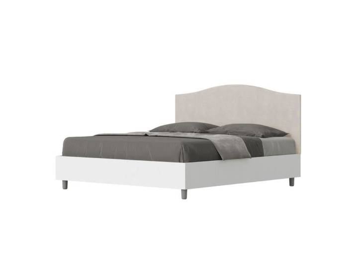 Lit double - GRACE - 160x190 - Tête de lit en microfibre - Structure en mélamine - Design contemporain