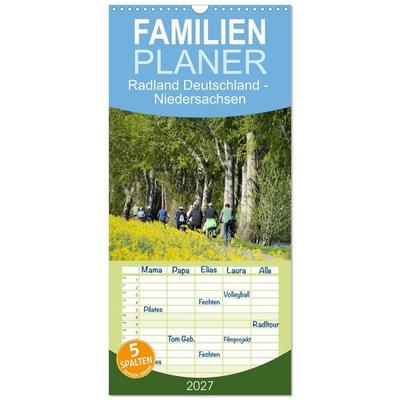 Familienplaner 2027 - Radland Deutschland - Niedersachsen mit 5 Spalten (Wandkalender, 21 x 45 cm) CALVENDO