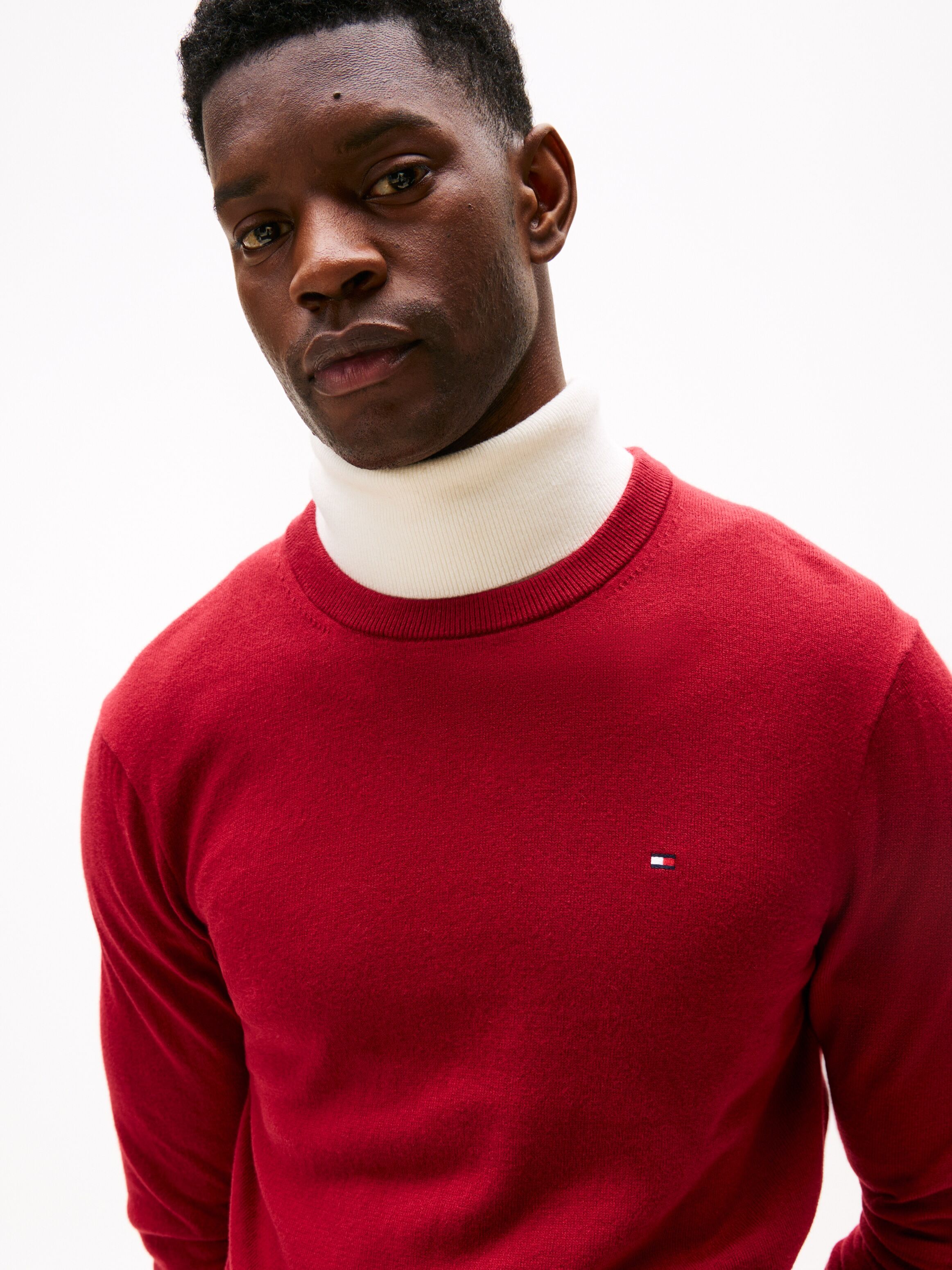 Rundhalspullover TOMMY HILFIGER "PIMA ORG CTN CASHMERE CREW NECK", Herren, Gr. 3XL, rot (regatta rot), Obermaterial: 92% Baumwolle, 8% Kaschmir, Rundhals, Pullover Rundhalspullover regatta rot 3XL