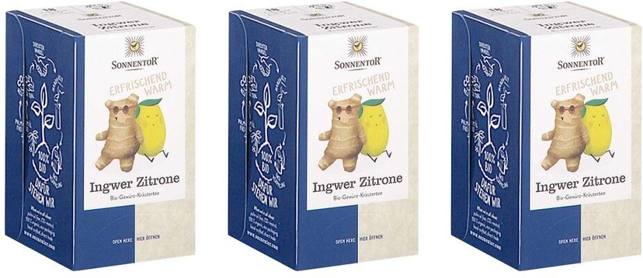 SONNENTOR Ingwer Zitrone Bio Gewürz Kräutertee 3x18stk