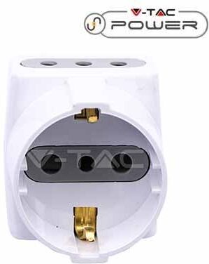V-Tac Adattatore Multiplo Triplo Presa Schuko Tedesca 10a E Prese 2p+t 10a Standard Italiano - Sku 8723