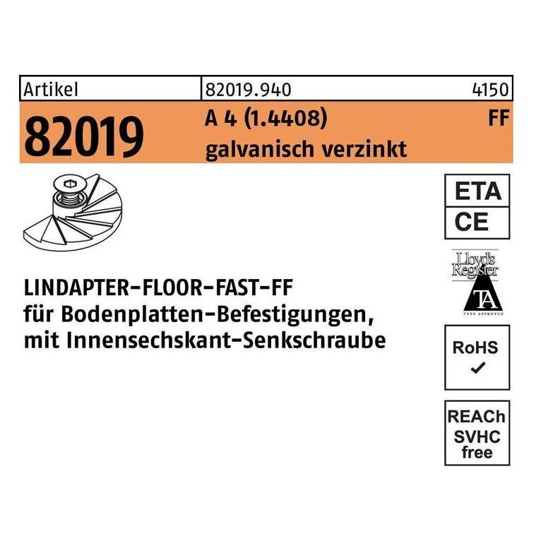 Lindapter Klemme R 82019 FF FF 10 A 4 (1.4408) (820199400100000)