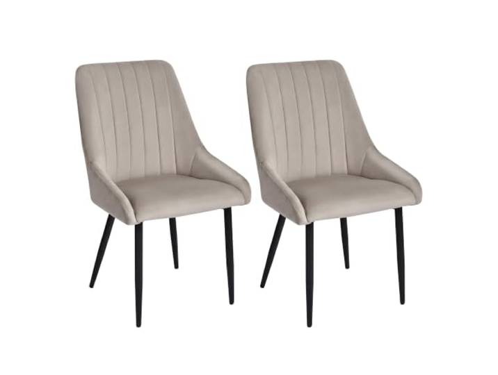 Duhome 2er Set Esszimmerstuhl aus Samt, Küchenstuhl Polsterstuhl Retro Design mit Rückenlehne Metallbeine für Esszimmer Küche Wohnzimmer Schlafzimmer, Khaqi
