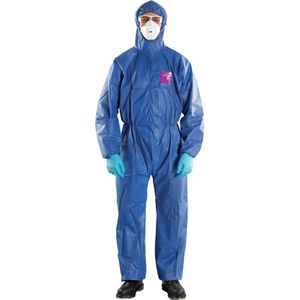 Ansell Schutzanzug AlphaTec 1500, Modell 138, blau, Größe M, mit Kapuze, Einweg-Overall, PSA-Kategorie 3 Typ 5/6