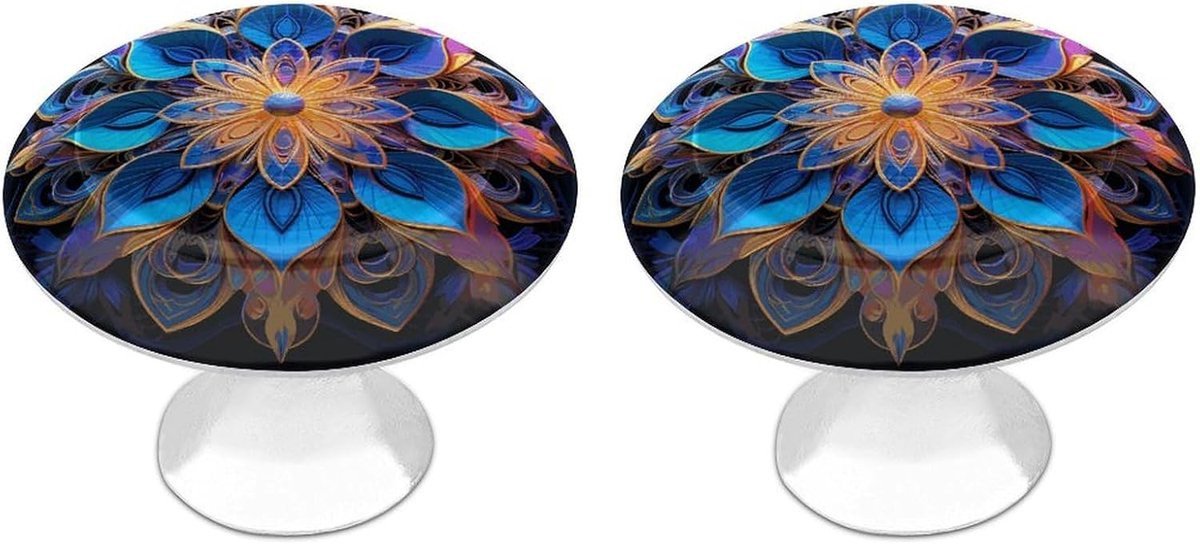 Set van 2 zilverkleurige kastknoppen met mandala design voor lades en meubels