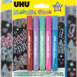 UHU® 47305 / 47306 Young Creativ' Glitter Glue Metallic -  5x 10g, ohne Lösungsmittel