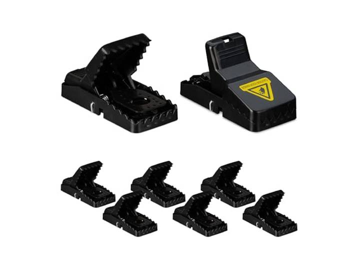 Relaxdays Piège à Rats\, Lot de 8\, Tapette réutilisable\, hygiénique & sans Produits Chimiques\, Plastique\, Noir