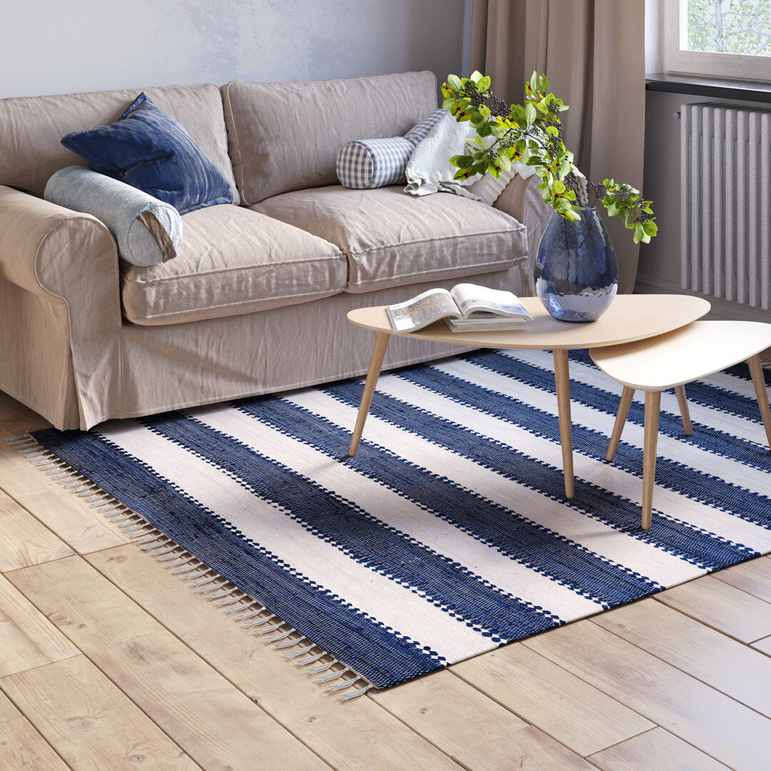 17 Stories Chindi Renova, recycled materials Rug Blue Rectangular 160 x 230cm