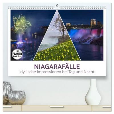 NIAGARAFÄLLE Idyllische Impressionen bei Tag und Nacht (hochwertiger Premium Wandkalender 2026 DIN A2 quer), Kunstdruck in Hochglanz