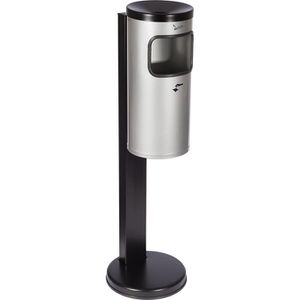 TKG Aschenbecher Rondo Kombi, 360046, silber, für Outdoor, 2in1, Aschenbecher & Mülleimer aus Metall, 18 x 83cm, 9 Liter