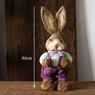 Inspired Living Handcrafted Straw Rabbit Easter Decoration Rustic Bunny Ornament For Home & Garden 12