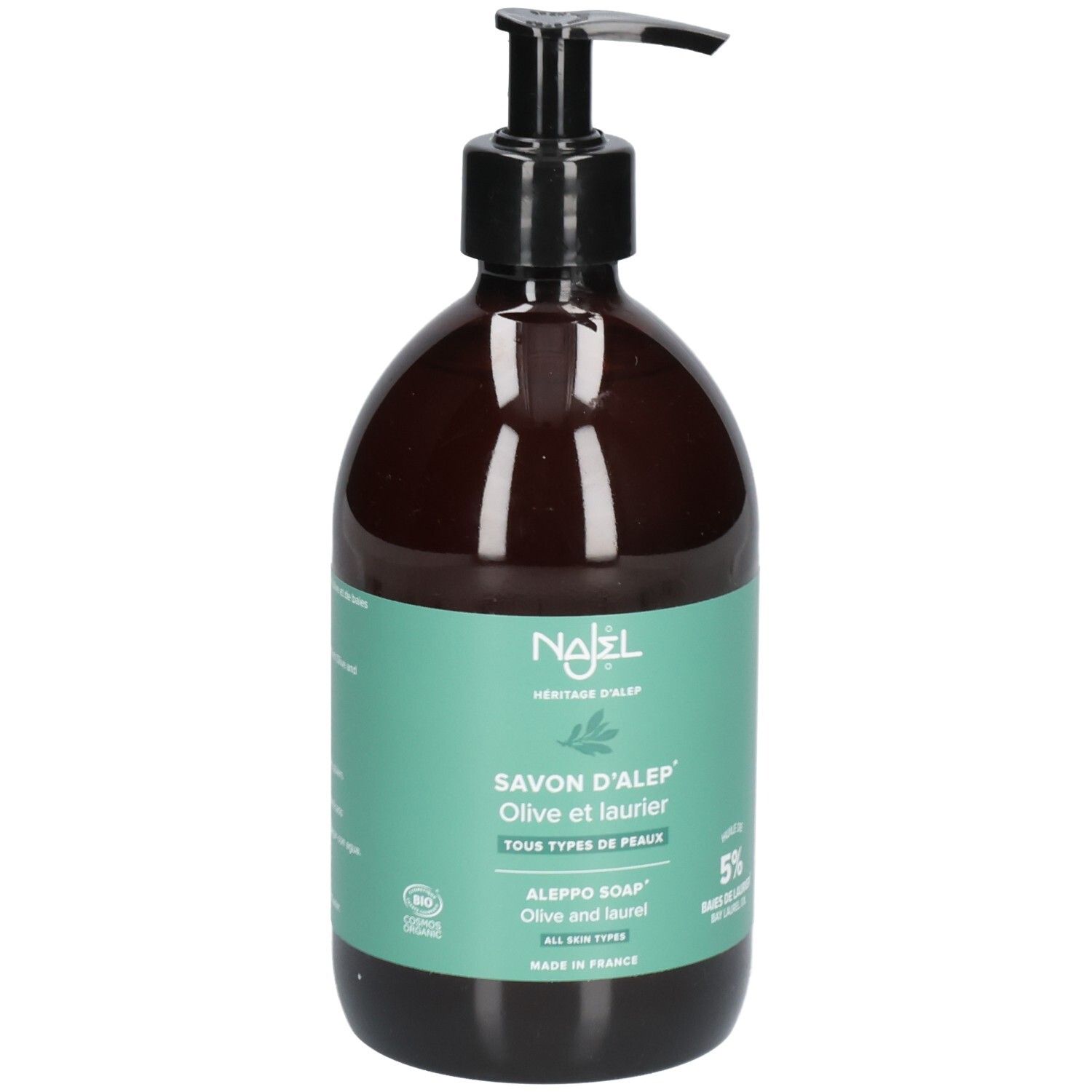 Najel Savon D Alep Liquide Visage Et Corps Huile Olive De Baies Laurier 5% B 500 ml Seife
