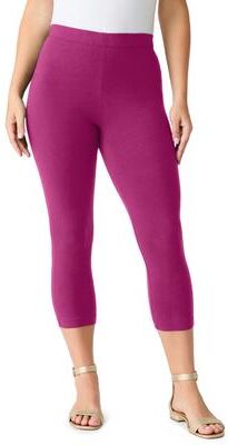 Plus Size Women's Plus Size Essential Stretch Capri Legging by Roaman's in Raspberry (Size 42/44) Activewear Workout Yoga Pants