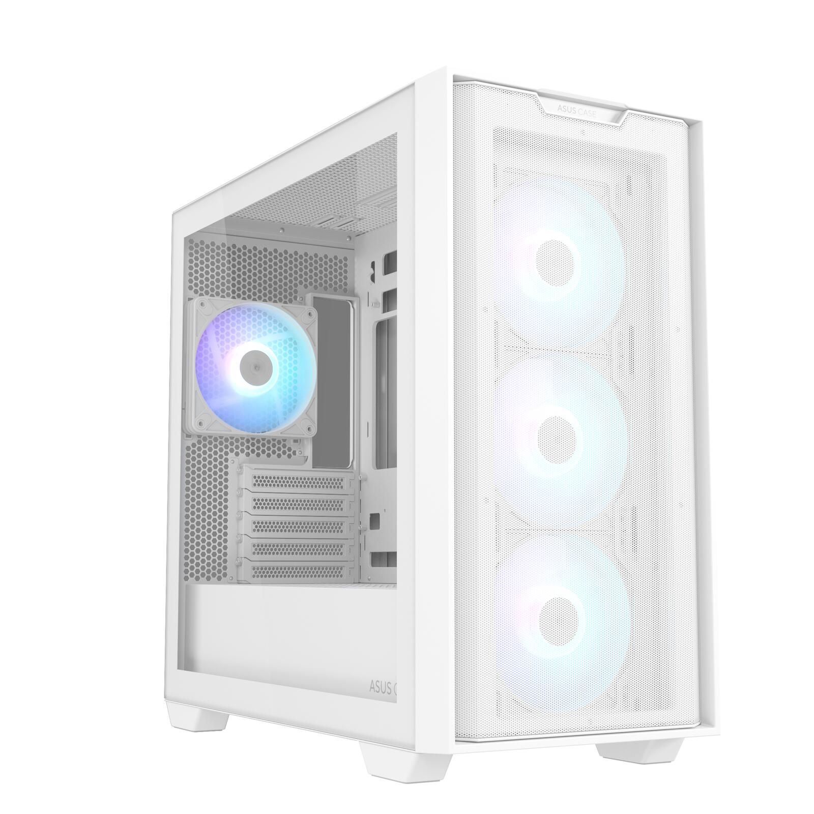 ASUS A21 PLUS TG ARGB microATX PC Gehäuse, weiß 90DC00H3-B19010