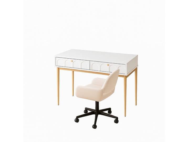Coiffeuse moderne blanche avec chaise pivotante