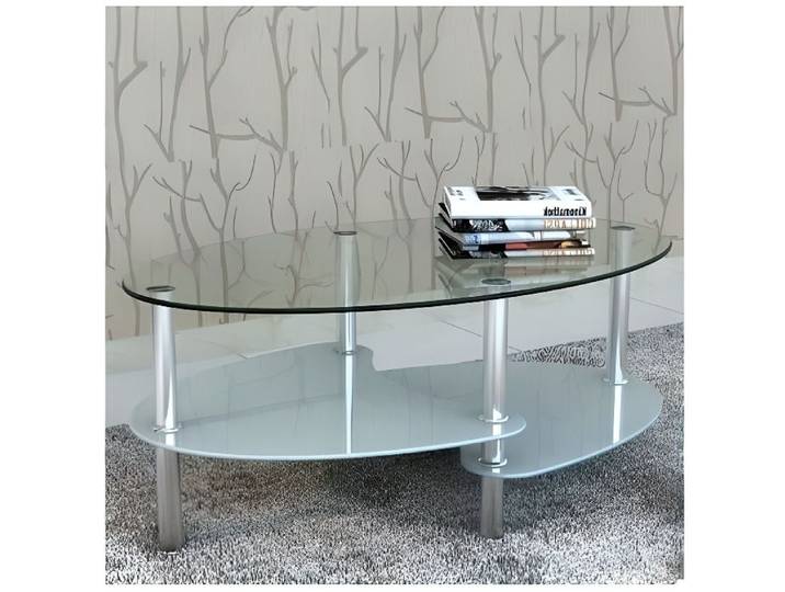 Table basse ovale blanche brillante - TOP PRIX - Barcelone - Métal - 90x50x43cm