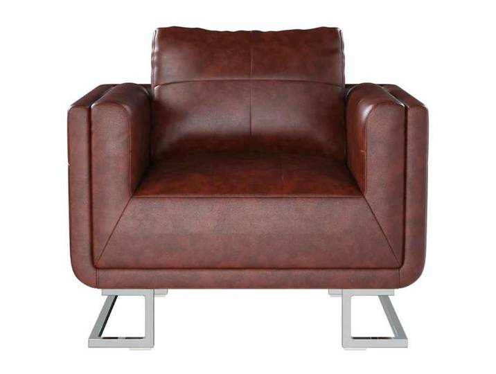 VIDAXL(30718)Fauteuil séjour - Fauteuil cube Moderne - Fauteuil TV - 1 place - avec pieds chromés Marron Similicuir - Montage req