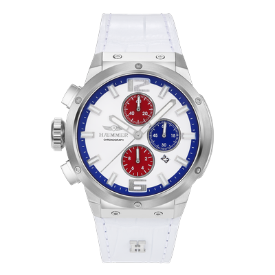 Chronograph HAEMMER GERMANY, silber (weiß, weiß), Armbanduhren, Herren, stahlgrau, Chronograph, Quarzuhr, Armbanduhr, Herrenuhr, analog, Tag, Stoppfunktion
