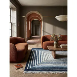 Flachgewebe-Teppich Wollmischung Blau 200 x 300 cm - FROND   Kadima