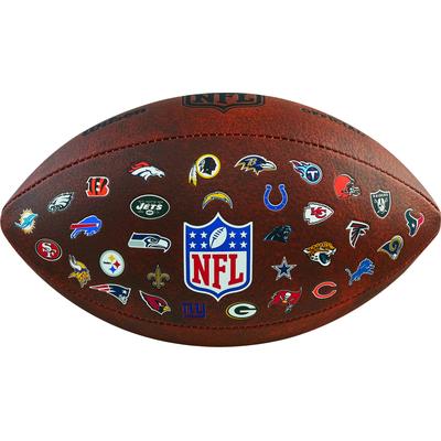 Football WILSON "NFL THROWBACK FB 32 TEAM LOGO", braun, Bälle, Synthetik, für Erwachsene, aus Synthetik, neutraler Schnitt