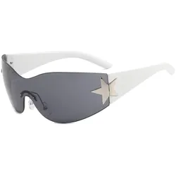 Randlose Sonnenbrille mit Stern-Detail - WHITE