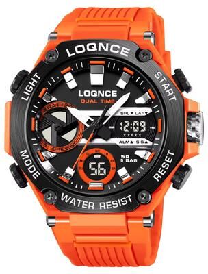 Inspired Finds LOQNCE 98001 Dual Time LED Digital Sports Watch For Men sunset Orange
