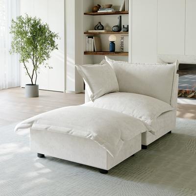 Lumibee "Casual 40""W Oversized Soft Comfy Cloud Chenille Chaise Lounge with Ottoman"