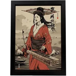POSTER Piratenkunst Japan A4 Schwarzer Rahmen