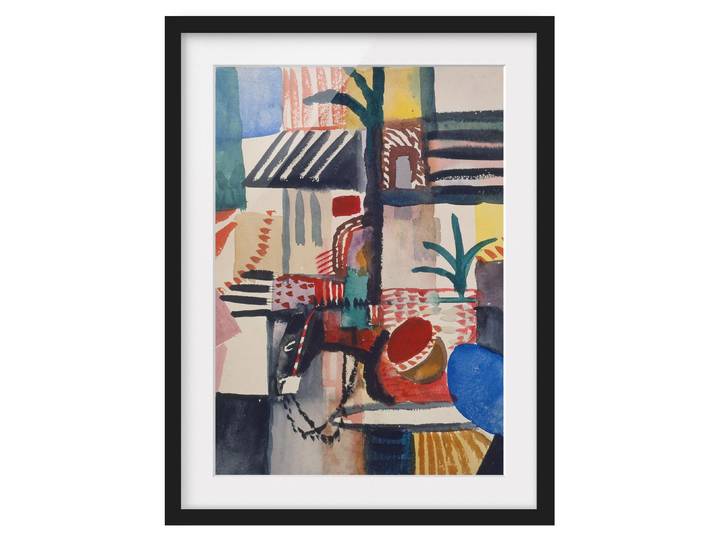 Impression d’art homme avec un âne I Pin massif, verni mat Multicolore 30 x 40cm
