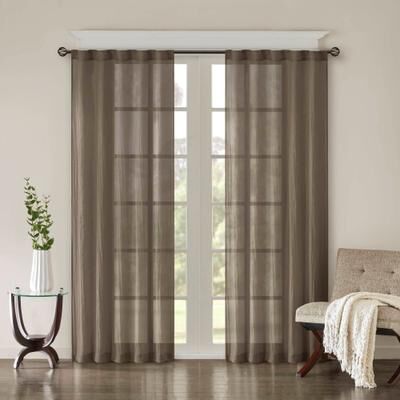 Madison Park Harper Solid Crushed Sheer Window Curtain Pair