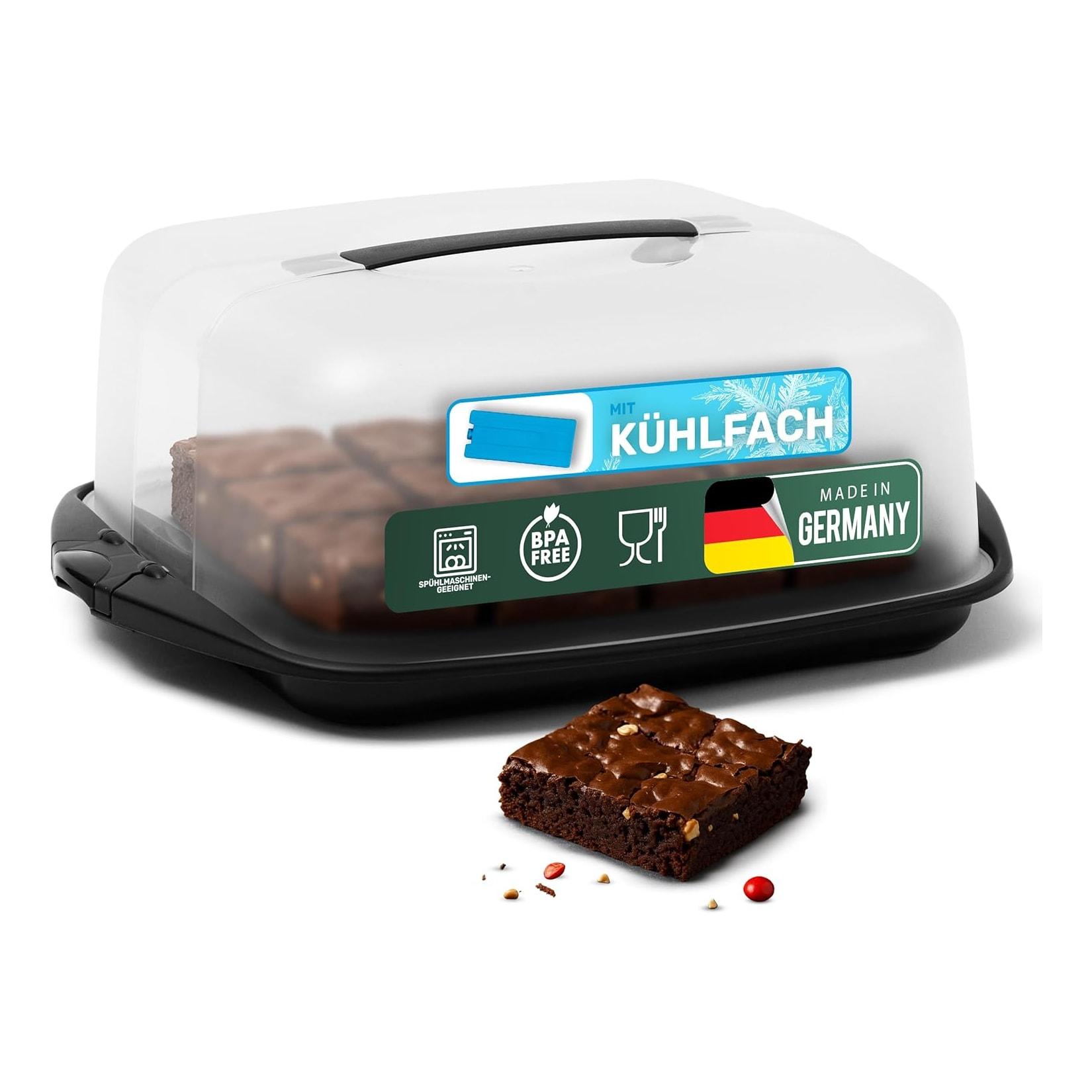 Novaliv 2x Kuchen-Transportbox (Rechteckig 38 x 33 x 15 cm), Aufbewahrungsbox mit Deckel für Kuchen & Torten, Tortentransportbox Tortenglocke Tortenbehälter, Zubehör Box Dessert Aufbewahrung