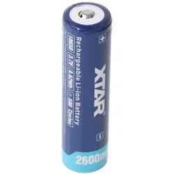 XTAR 18650 2600mAh 3,6V - 3,7V Li-Ion-Akku geschützt mit Kopf, Abmessungen 69,50x18,4mm