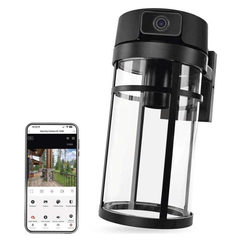 Emos GoSmart Venkovní otočná kamera IP-1300 LANTERN s WiFi a světlem, černá (2560 x 1440 Pixels) (69934960)