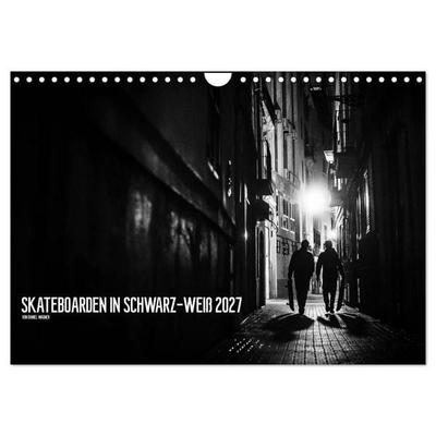 Skateboarden in Schwarz-Weiß (Wandkalender 2027 DIN A4 quer), CALVENDO Monatskalender
