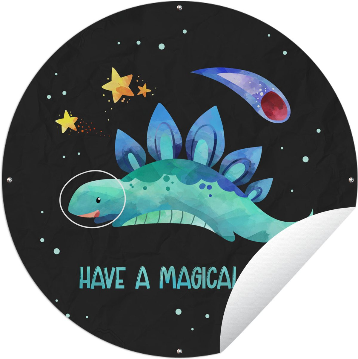 Ronde tuinposter voor kinderen met quote Have a magical day - 150 x 150 cm