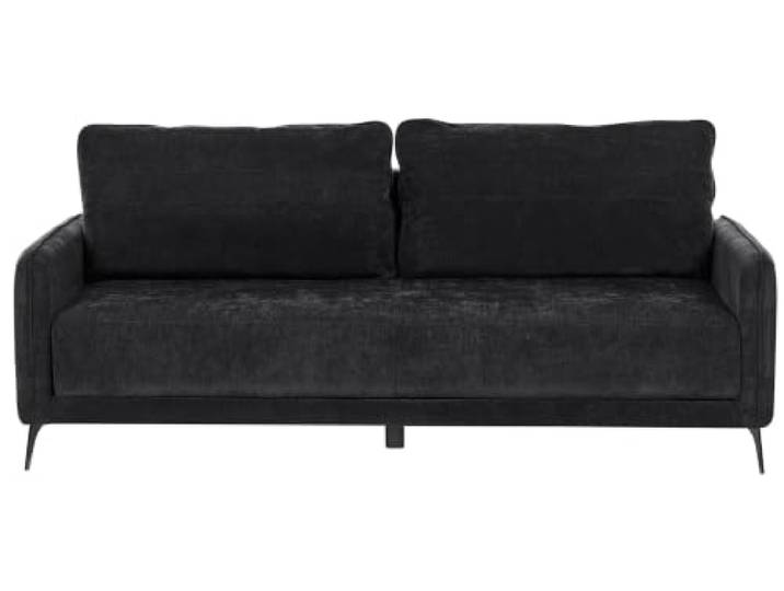 Schlafsofa Stoff schwarz 3-Sitzer schwarze Beine mit Schlaffunktion Heming