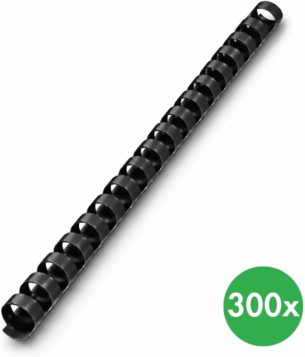 B2B Partner Plastikbinderücken 16 mm, schwarz, Packung mit 300 Stück