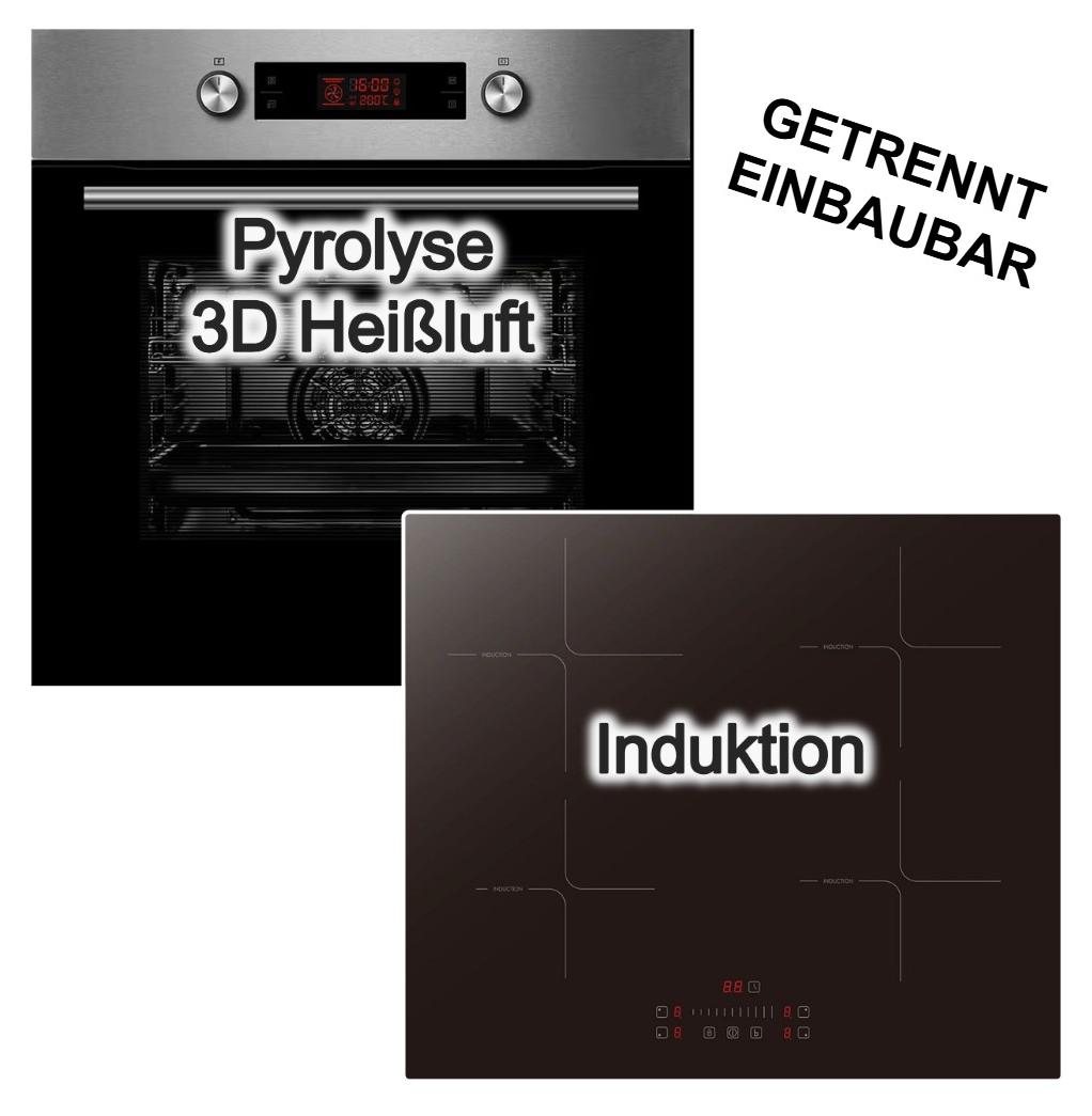 Herdset Midea Backofen Pyrolyse 3D Heißluft Teleskopauszug+ keenberk Induktionskochfeld Booster Restwärmeanzeige TouchSlider