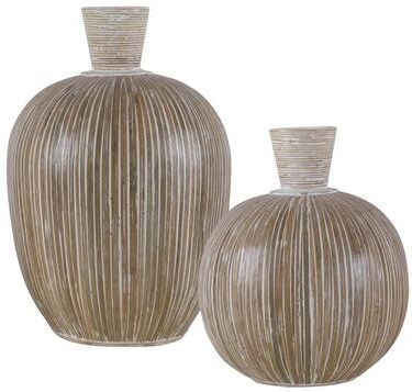 Uttermost Islander White Washed Vases (Set of 2)