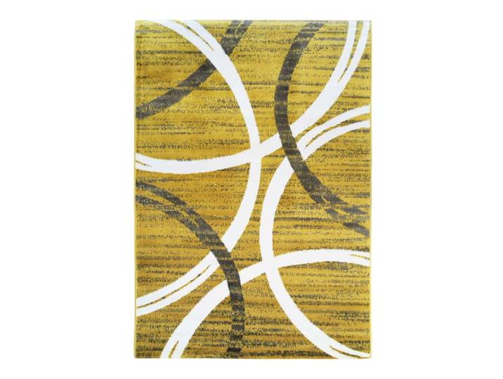 Tapis effet laineux motifs arches jaune et gris 160x230